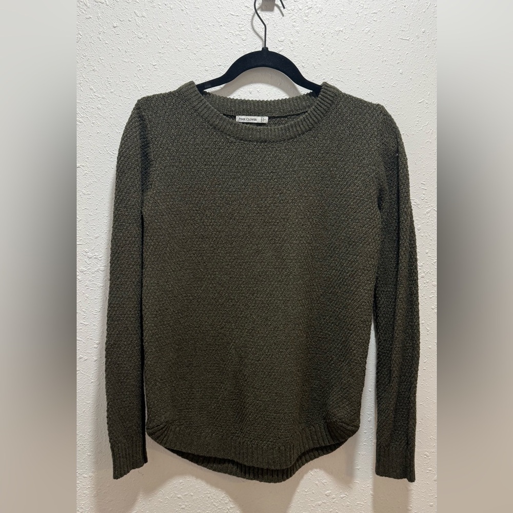 Pink Clover Forest Green Crew Neck Sweater